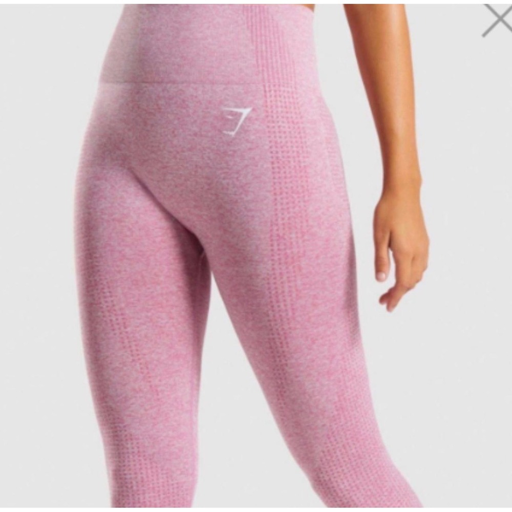 Gymshark Vital Seamless High Waisted‎ Leggings Pink Marl Textured Women Small